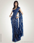 SRO-12844 Blue floral Silk Saree