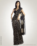 SRO-12845 Black floral Silk Saree