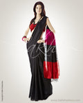 SRO-17455 - Black & Multi Pure Dupion Silk Saree