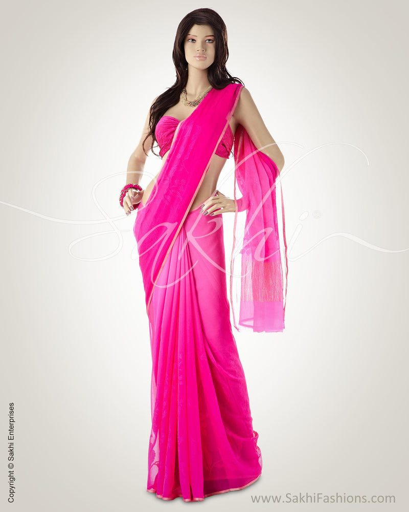 SRO-17600 - Pink Pure Chiffon Silk Saree