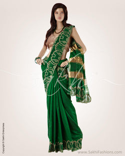 SRO-21193 - Green & Gold Pure Dupion Silk Saree