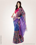 SRO-22104 - Blue & Pink Pure Organza Silk Saree