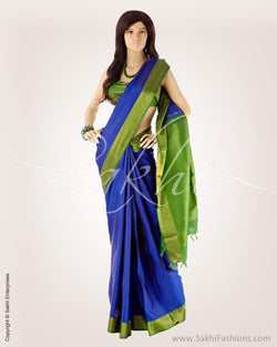 SRO-2213 - Blue & Green Pure Kanchivaram Silk Saree