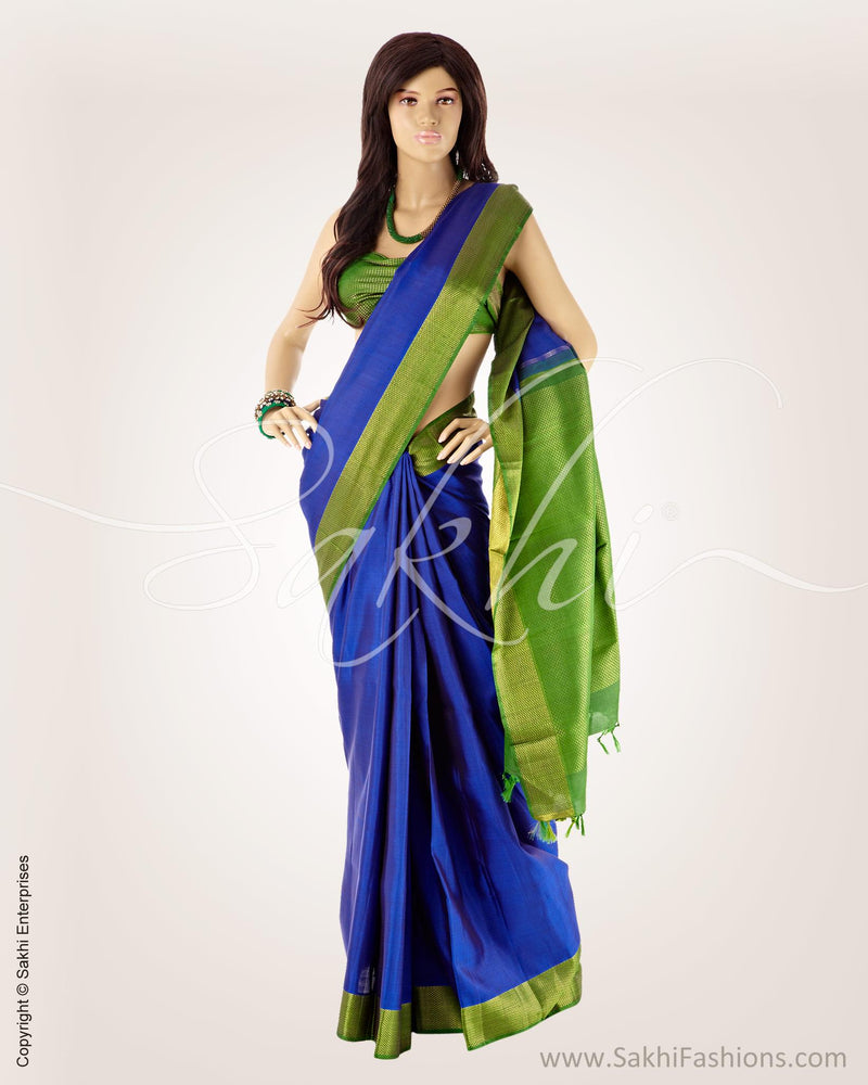 SRO-2213 - Blue & Green Pure Kanchivaram Silk Saree