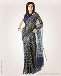SRO-22810 - Blue & Yellow Pure Chanderi  Saree