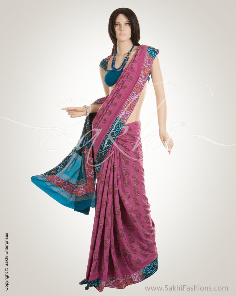 Lavender & Blue Crepe Saree
