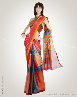 Multi & Gold Pure Silk Saree
