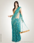 Blue & Beige Lace Saree