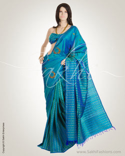 Blue & Multi Pure Kanchivaram Silk  Saree