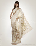 Cream & Antique Gold Pure Kanchivaram Silk  Saree