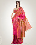 Pink & Mustard Pure Kanchivaram Silk  Saree
