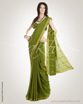 Green & Gold Crepe Saree