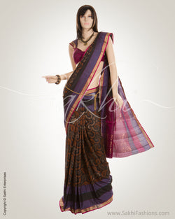 Black & Multi Pure Silk Saree