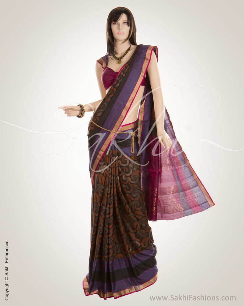 Black & Multi Pure Silk Saree
