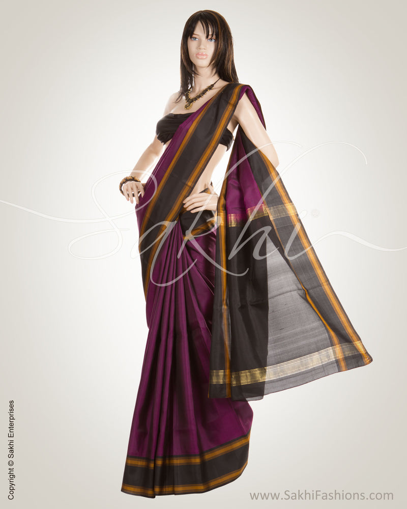 Violet Purple & Black Pure Uppada Silk  Saree