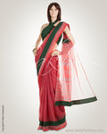Red & Green Pure Cotton Saree