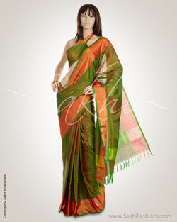 BGM-6493 Green & Gold Pure Uppada Silk  Saree