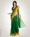 Green & Gold Pure Silk Kota Saree