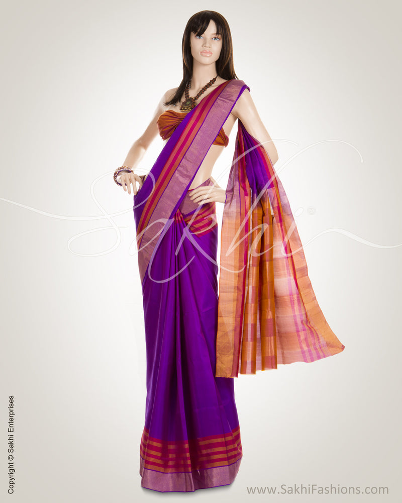 BGN-4840 Violet & Multi Pure Uppada Silk  Saree