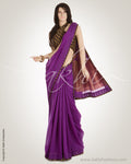 Purple & Black Pure Cotton Saree