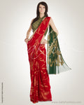 Red & Green Georgette Saree