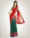 Blue & Red Pure Silk Saree