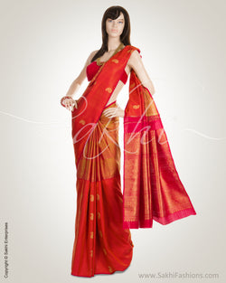 Red & Gold Pure Kanchivaram Silk  Saree