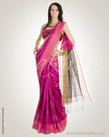 Pink & Black Pure Tussar Silk Saree