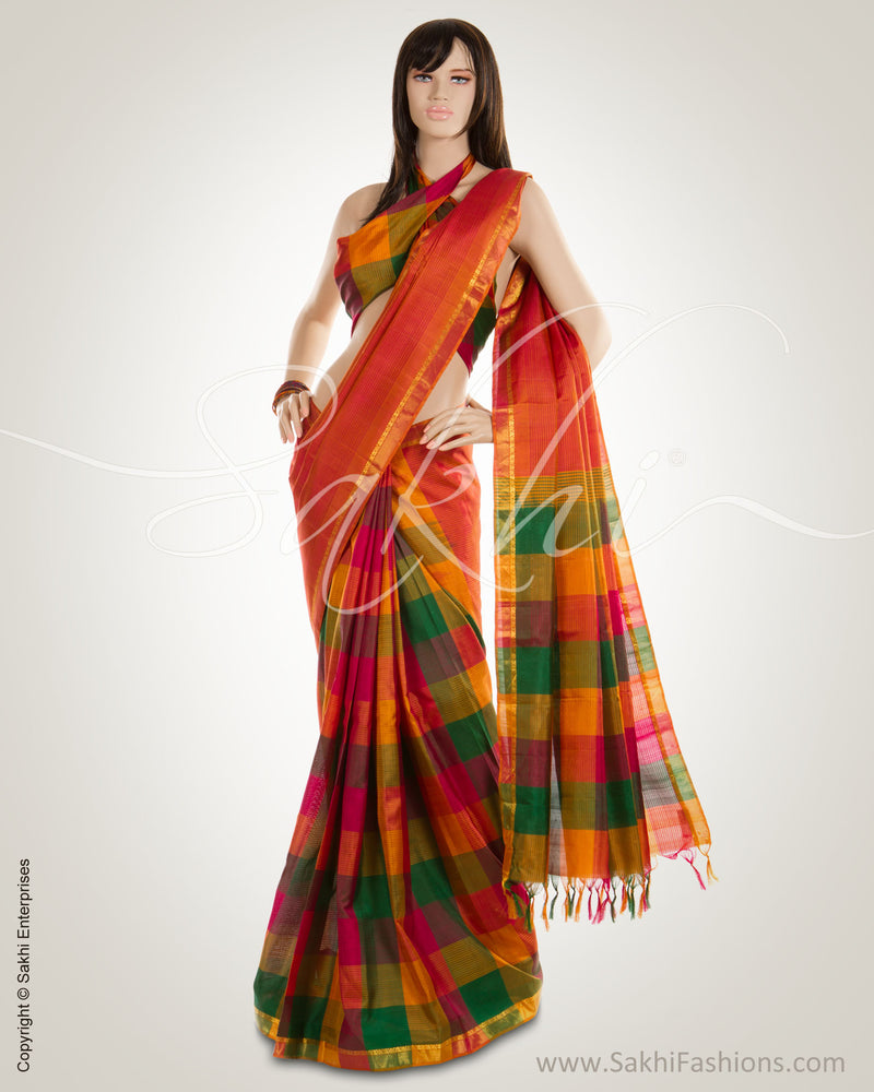 Mustard & Multi Pure Silk Saree