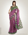 BGM-28813 Violet Purple & Green Pure Tussar Silk Saree