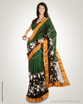 BGM-3583 Green & Black Georgette Saree