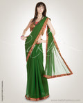 Green & Peach Pure Chiffon Saree