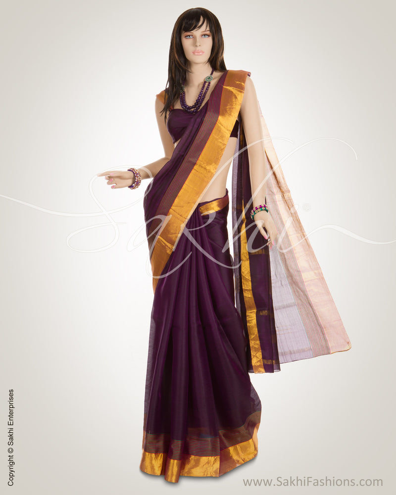 Purple & Gold Pure Silk Kota Saree