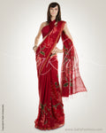 Maroon & Green Pure Tussar Silk Saree