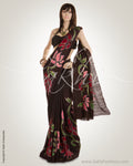 Brown & Red Pure Silk Saree