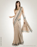 Beige & Green Pure Tussar Silk Saree