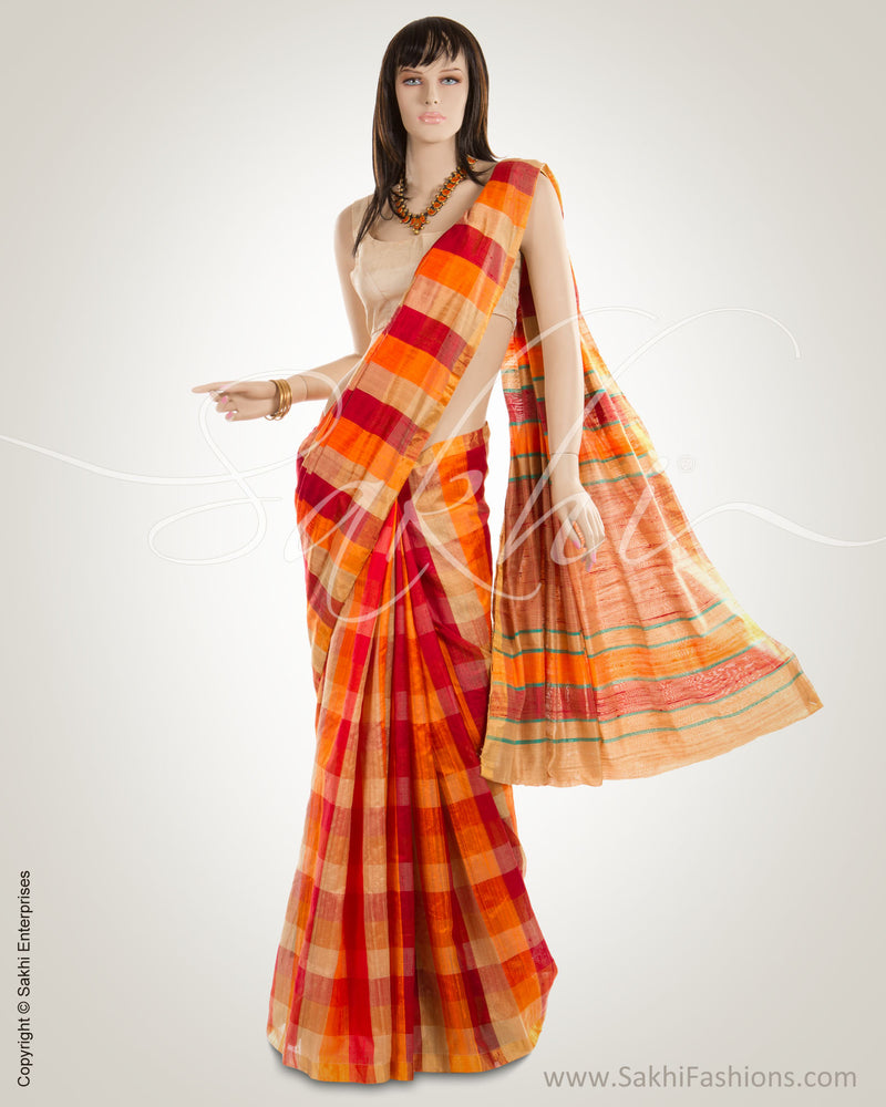 Multi & Gold Pure Tussar Silk Saree