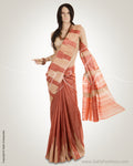 Rust & Beige Pure Tussar Silk Saree