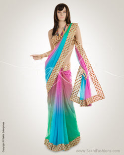 BGN-4292 Pink & Multi Georgette Saree