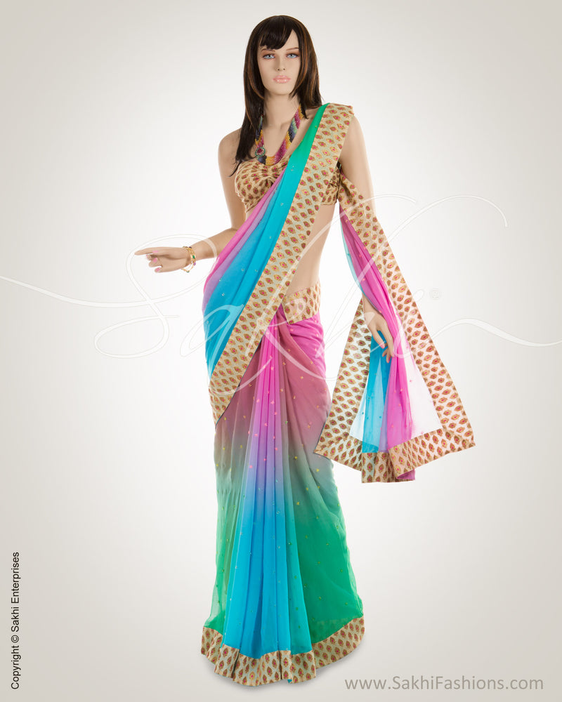 BGN-4292 Pink & Multi Georgette Saree