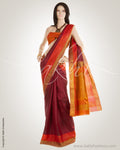 Maroon & Multi Pure Uppada Silk  Saree