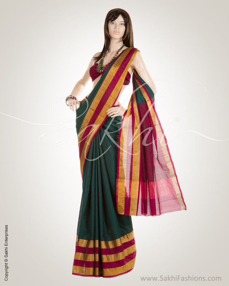 BGN-4965 Green & Violet Purple Pure Uppada Silk  Saree