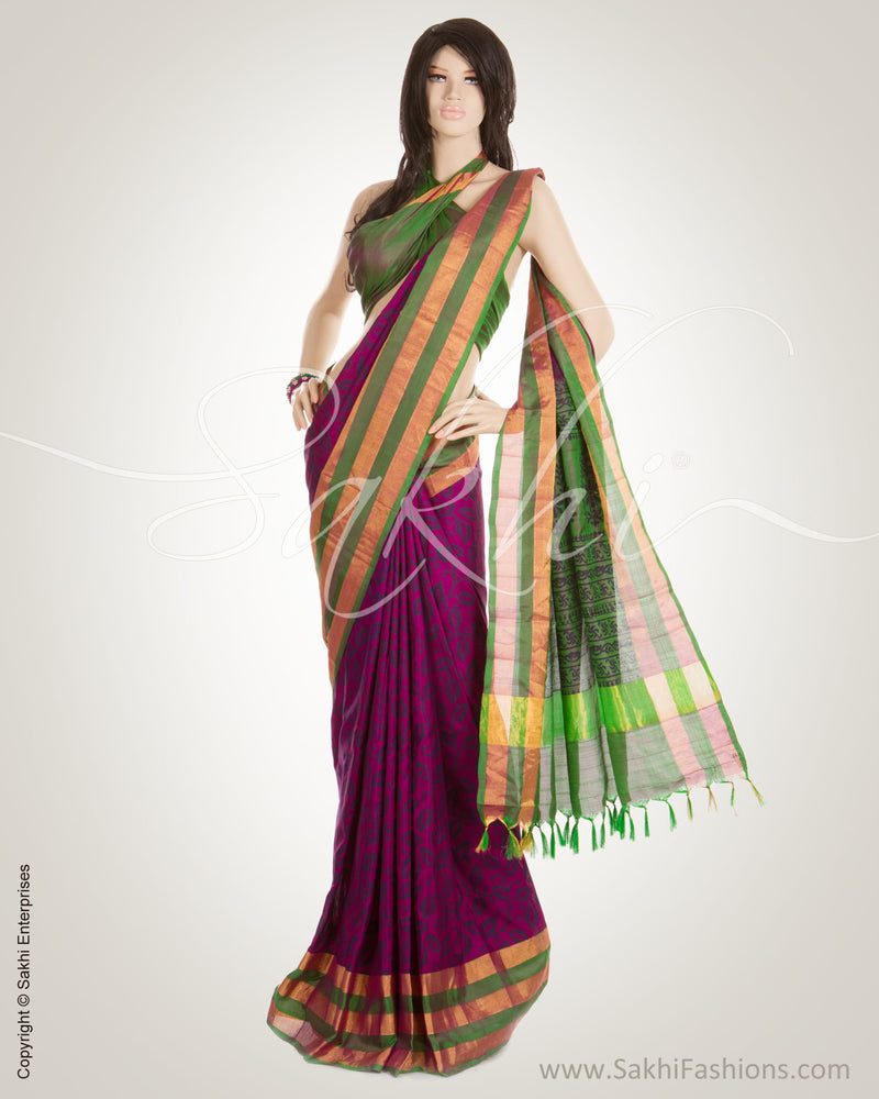 Violet Purple & Green Pure Uppada Silk  Saree