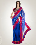 BGN-CF1 Blue & Red Pure Chiffon Saree