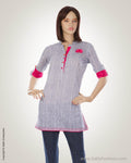 White & Pink Cotton Kurti