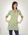 Green & White Cotton Kurti