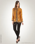 WW-0022 - Mustard & Black Pure Silk Jacket