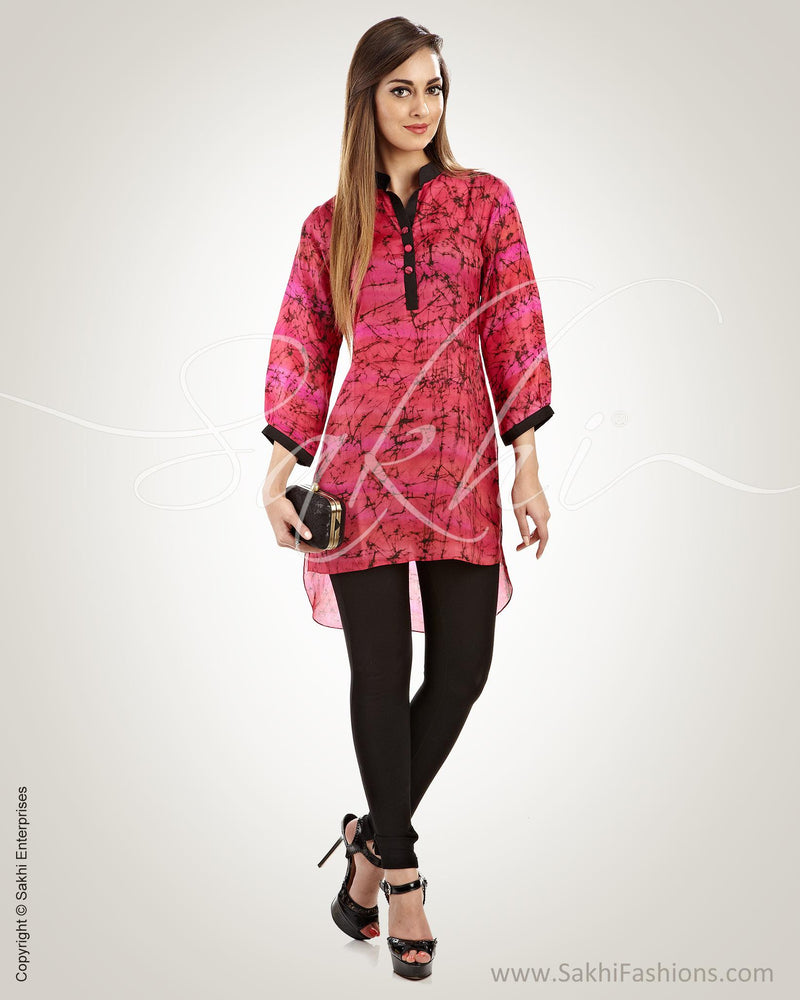 WW-0023 - Pink & Black Pure Silk Top