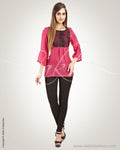 WW-0025 - Pink & Black Indian Crepe Top