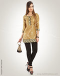 WW-0026 - Beige & Black Brocade Kurti